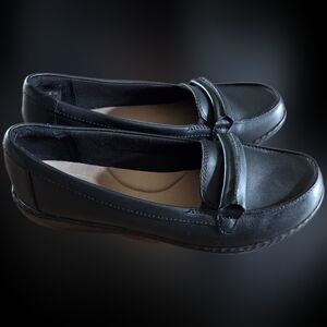 Clarks Black Leather Comfort Loafers